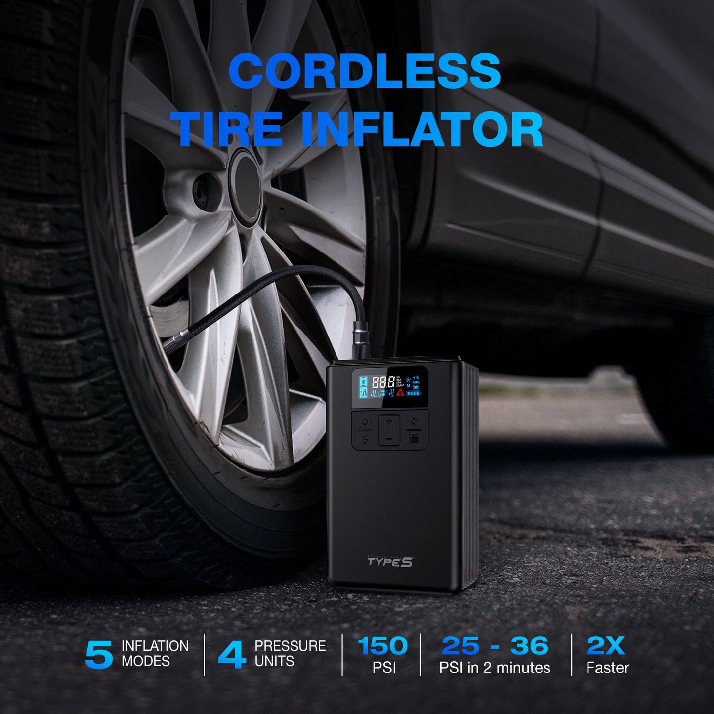 Type S 8,000 mAh Portable Jump Starter and Air Pump - Dynamic Flex Series