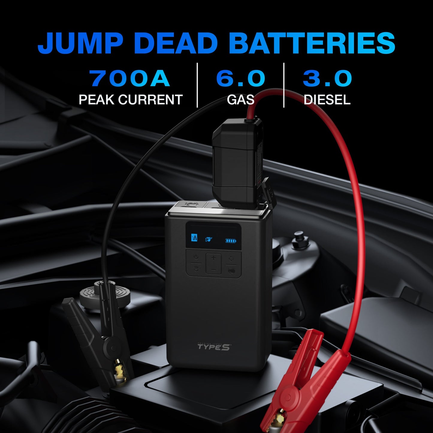Type S 8,000 mAh Portable Jump Starter and Air Pump - Dynamic Flex Series