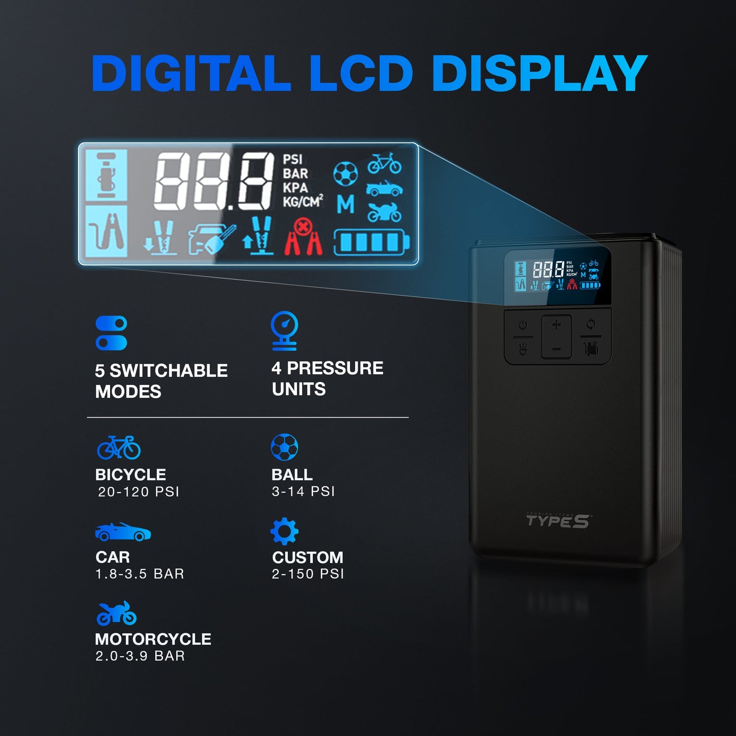 Type S 8,000 mAh Portable Jump Starter and Air Pump - Dynamic Flex Series