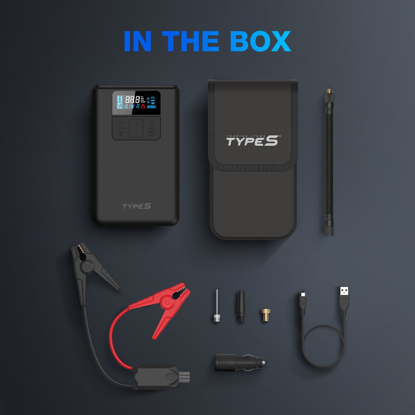 Type S 8,000 mAh Portable Jump Starter and Air Pump - Dynamic Flex Series