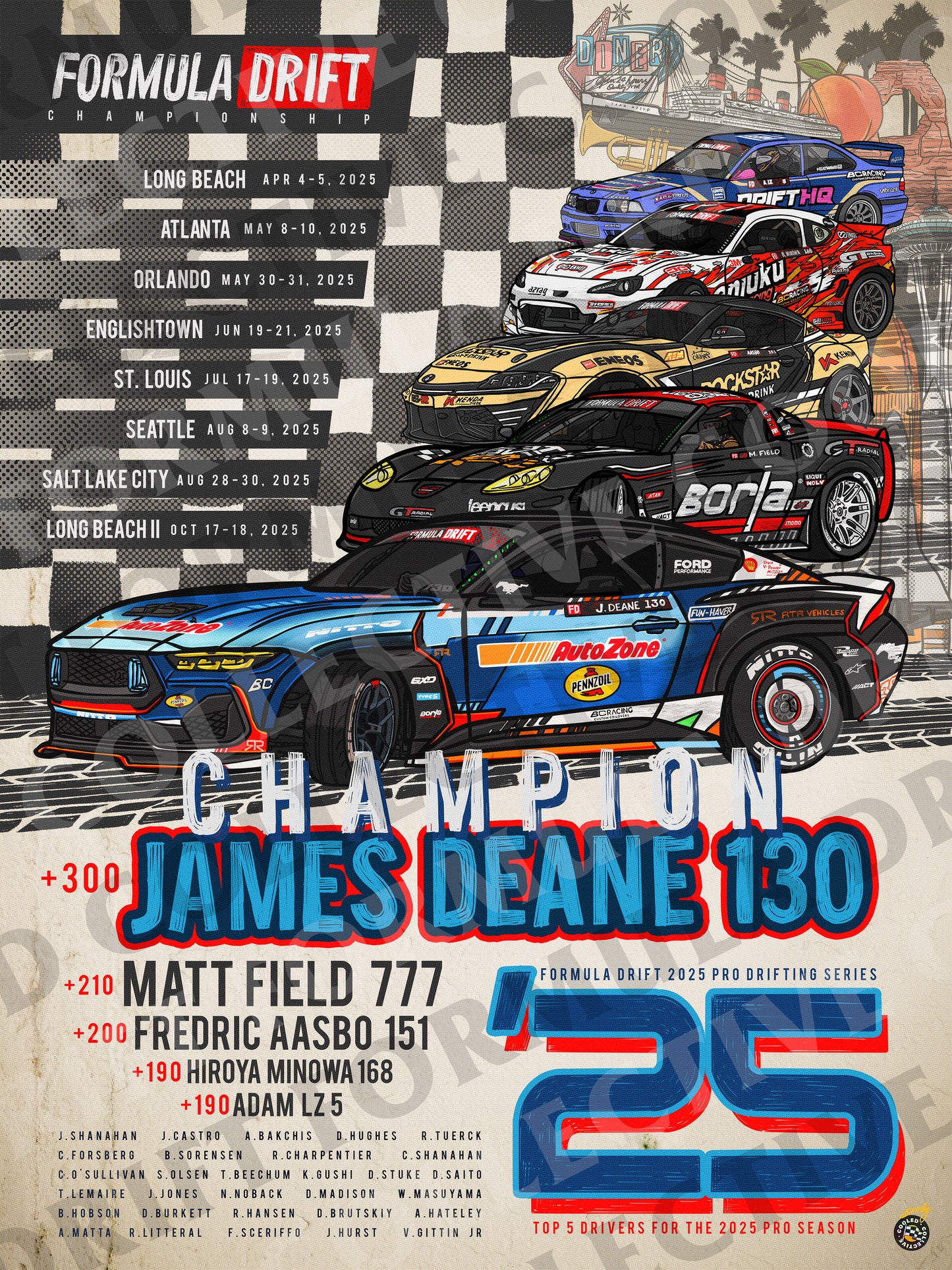 2025 Formula DRIFT Top 5 Drivers Limited Edition Poster