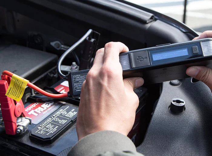 TYPE S - 12V 6.0L Battery Jump Starter with Qi Wireless Charging and 8000mAh w/ Built-in USB-C Cable & LCD Display