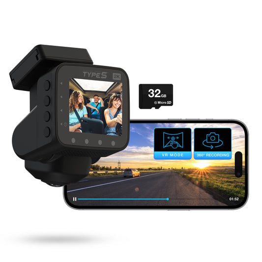 Type S P200 PRO Smart 360 Dashcam, 2K Resolution with VR Recording Mode, GPS and G-Sensor Built-in